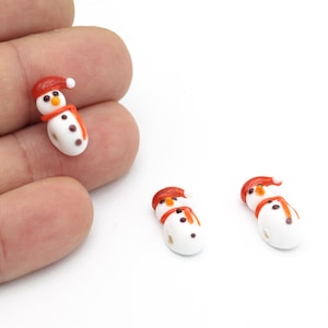 10x18mm Hand Made Murano Glass Snowman Beads, Murano Snowman Beads, Snowman Murano Glass Charms, Murano Glass Findings, 1Pcs, GEM-325