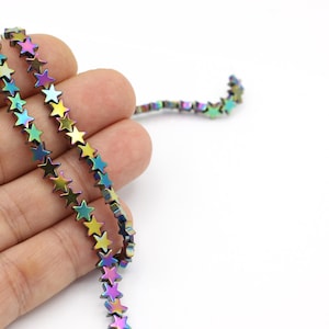 Hämatit Stern Perlen, Hämatit Regenbogen Stern Stein Perlen für DIY Schmuckherstellung, Schmuck lieferung Armband Halskette, 7mm, 1Strand, GEM-121
