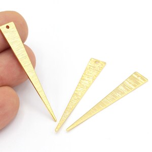 24k Gold Plated Triangle Charms, Triangle Necklace, Triangle Blanks, Textured Triangle Earrings, Triangle Pendant, 2Pcs,(8x50mm)ALT-559