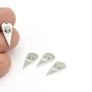 Rhodium Plated Heart Charms, Heart Necklace Charms, CZ Micro Pave Heart, Rhodium Plated Heart Jewelry, 10x21mm, 1 pcs, ZRC-461