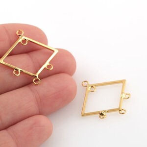 24k Gold Plated Triangle Charms, Triangle Connector, Multi Hole Triangle Pendant, 5 Hole Triangle Earrings, 1 Pcs, 25x27mm, ALT-1064