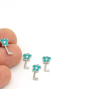 Guitar Charms, Guitar Necklace Parts, Rhodium Plated Guitar Charm, Guitar Earring Charms, Enamel Key Jewelry (7.5x17mm)1 Pcs  SLV-93