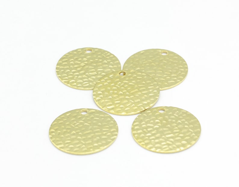 Round Stamp Raw Brass Hammared Round Disc Charms Brass Stamp,1 hole Stamp HM-54 3 pcs 25mm
