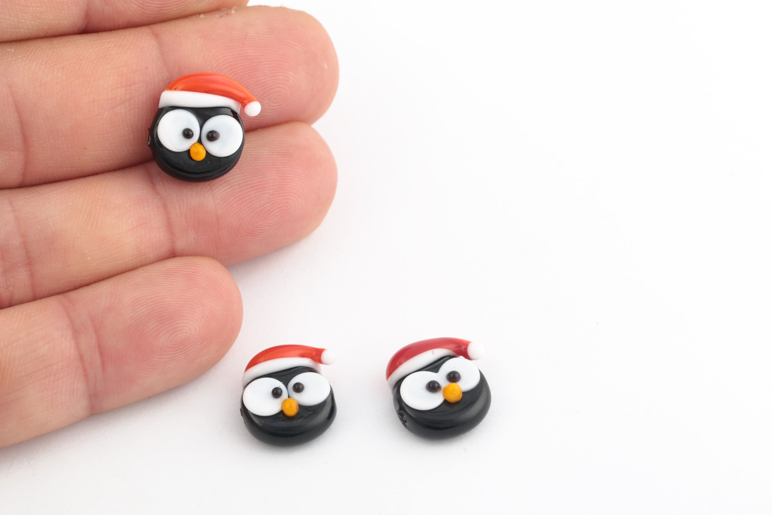 12x15mm Perle Di Pinguino Di Vetro Di Murano Fatte A Mano, Perle