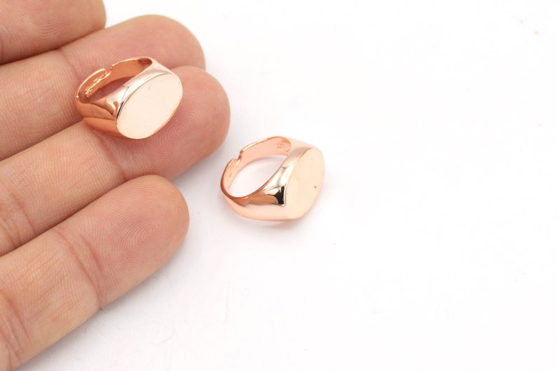 Signet Ring RNG-14 Oval Rings Whosale Rings, Rings For Women 17x18mm Rose Gold Plated Adjustable Ring Almond Ring
