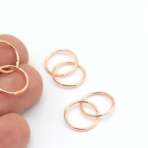 Ring Necklace, Rose Gold Closed Ring, Rose Gold Closed Ring, Circle Connector, Round Charm, Rose Gold Plated Hoop, (15mm),1Pcs, ROS-175