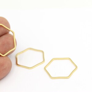 Hexagon Charms, 24k Gold Plated Hexagon  Pendant, Gold Plated Hexagon Necklace, Gold Plated Hexagon Pendant Links, (25mm),6 pcs, ALT-703