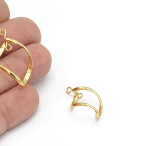 24k Gold Plated Twisted Pendant, Gold Plated Curved Connector, Twisted Charm, Gold Plated Curved Earrings, 1Pcs, 16x31mm, ALT-63