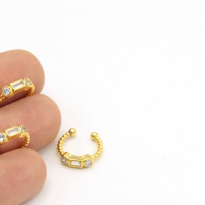 1pcs (16mm) 24k glänzend Gold Ball Ohr Manschette, Knorpel Ohr Manschette, Zirkon Ohr Manschette, dicke Ohr Manschette, Knorpel Ohrringe, Gold Ohr Manschette KP-121