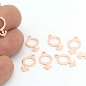 Feminist Venus Symbol, Gender Symbol Necklace, Male Symbol, Venus Symbol, Brass Venus Symbol, Necklace Pendant, 2 pcs (10x17mm)ROS-453