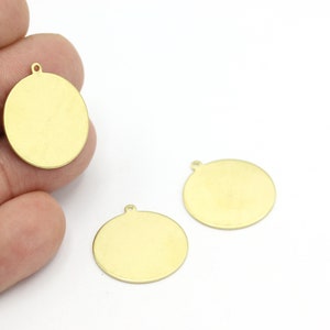 22x24mm Raw Brass Round Charms, Raw Brass Round Disc, Raw Brass Coins Jewelry, Raw Brass Round Medallion, Raw Brass Stamping, 6Pcs, HM-502