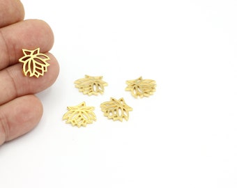 24k Gold Plated Lotus Charms, Tiny Flower Necklace, 24k Gold Plated Flower Jewelry, Flower Earring Charms, 15x17mm, 1 Pcs, ALT-811