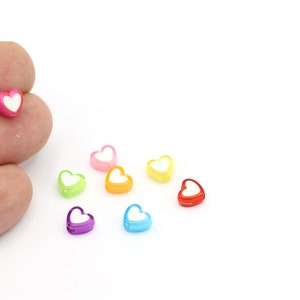 15 pcs, Heart Transparent Acrylic Beads, Colorful Heart Beads, Heart Beads for Bracelet Making, Mixed Colors Heart Beads, 8mm, GEM-111