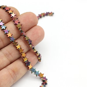 Hämatit Stern Perlen, Hämatit Regenbogen Stern Stein Perlen für DIY Schmuckherstellung, Schmuck lieferung Armband Halskette, 7mm, 1Strand, GEM-123