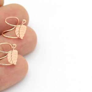 Rose Gold Plated Leaf Ear Cuff, Leaf Ear Cuff, Tightening Ear Cuff, Thick Ear Cuff, Cartilage Earrings,1Pcs(15mm), KP-234