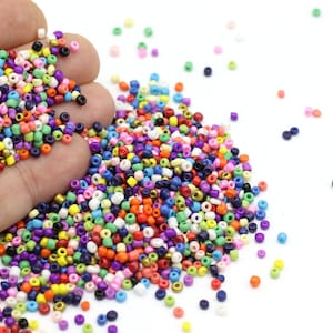 50g Opaque Bold Coloured Glass Seed Beads For Jewellery Making, Beading Jewelry Supplies, Glass Beads Mixture, GEM-112
