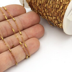 Correntes de barra de latão cru texturizado de 3,3 pés (2x4 mm), correntes soldadas, correntes de barra, correntes de gargantilha CHN-23