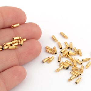 İnner 1.5mm Gold Plated End Cap, Cord End, Gold Plated Beads Cap, Huge End Caps, Solid End Cap, Capsule Cap,Cord End Tips, 10 pcs, ALT-961