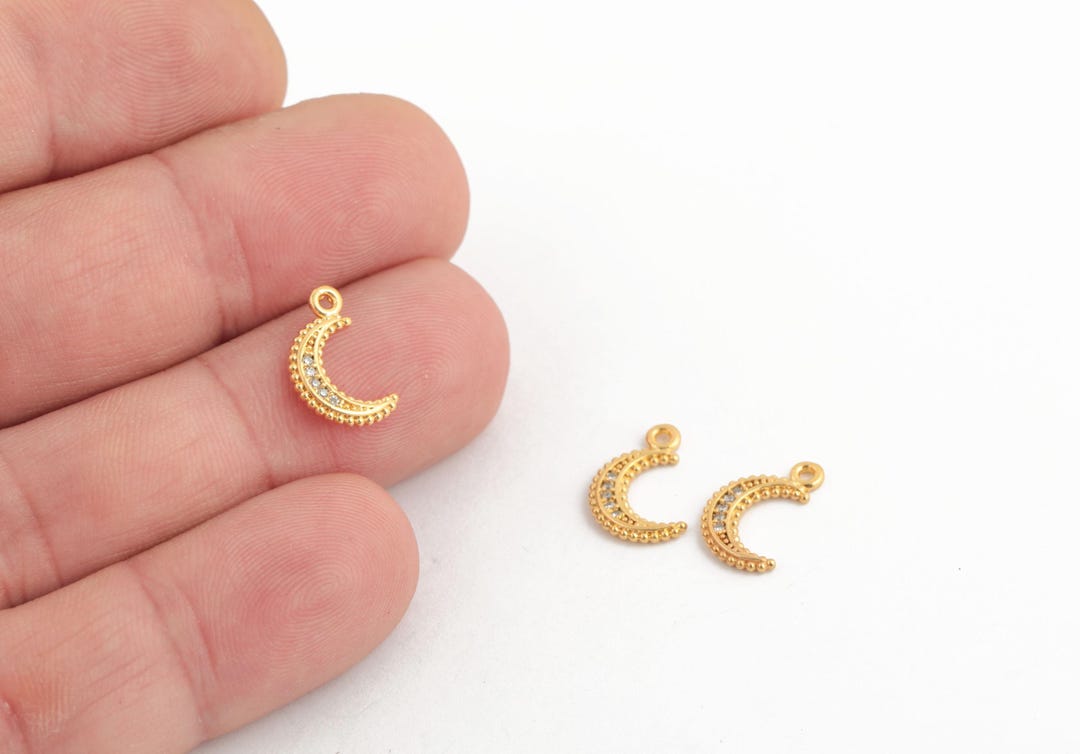 24k Gold Plated Crescent Moon Pendant, Dainty Crescent Moon Charm,