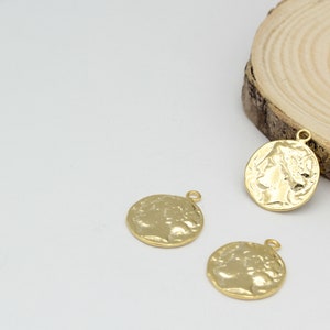 1 Pcs,(18x22mm)24k Shine Gold Plated Greek Coins,Antique Greek Coins,Medallion ,Gold Plated Charms ,Charms Pendant,   ALT-48