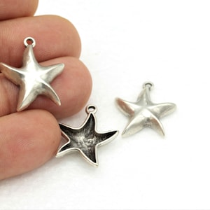 Antique Silver Sea Star,Necklace Pendant ,Antique Plated Sea Star , Bracelet Finding , 1 pcs,(19x24mm), ESK-32