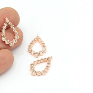 Rose Gold Plated Drop Cz Pendant, Cubic Zirconia Pendants, Crystal Pendant, Drop Zircon, Zirconia Findings, 1pcs(16x25mm) ZRC-388