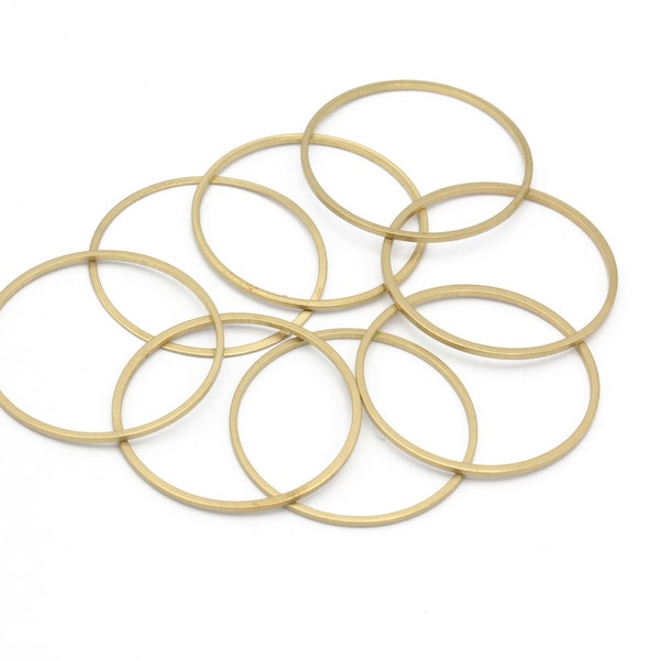 30mm Raw Brass Hoops, Raw Brass Closed Ring, Circle Connector, Closed Hoop Rings, Ring Beads, Round Wire, 10 pcs, HM-576