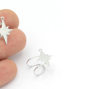 Silver Plated North Star Ear Cuff, Pole Star Ear Cuff, Tightening Ear Cuff, Thick Ear Cuff, Cartilage Earrings,1Pcs(15mm), KP-241