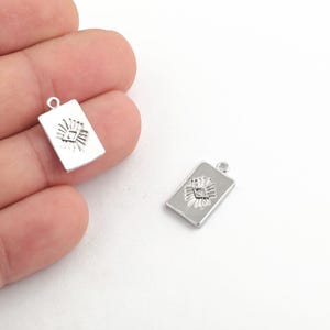 Rodiumpläterat onda ögat-hänge, rektangulärt ögonberlock, mystisk skyddsberlock, boho ögonhänge, rektangulär medaljongkomponent, SLV-655