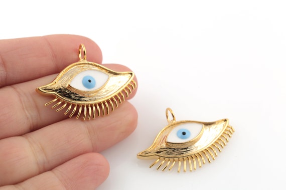Buy Colorful Evil Eye Charm, Enamel Eye Pendant 24k Gold Filled Pendant  Necklace for Jewelry Making J-378 Online in India - Etsy
