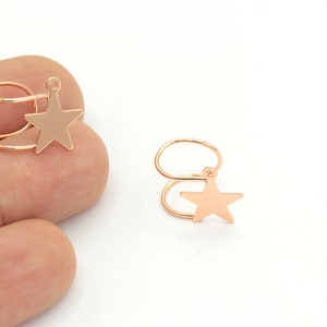 Rose Gold Plated Star Ear Cuff, Star Ear Cuff, Tightening Ear Cuff, Thick Ear Cuff, Cartilage Earrings,1Pcs(15mm), KP-231