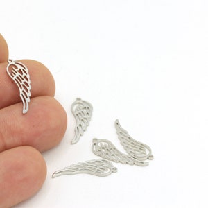 Silver Plated Angel Wing Charm, Wing Pendant, Silver Angel Wing Charm, Wing Charm, Silver Angel Wing Pendant,  (7x22mm) 2 pcs  SLV-86