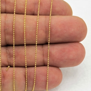 24k Shiny Gold Plated Ball Chains , Faceted Ball Chains,Soldered Chain,Brass Chain, 3.3 feet (1mm) ZNC-8