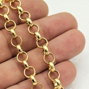 3.3 feet(8mm)24k Gold Plated Shiny Gold Plated Round Linked Chains, Gold Rolo Chains, Necklace Chain  ZNC-82