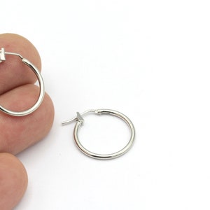 18mm Silver Plated Earrings Hoop, Hoop Earrings, Brass Earrings, Dangle, Circle, Lock Hoop Earrings  KP-286