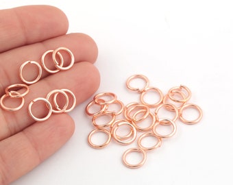 1.2x9mm Rose Gold Plated Jump Rings, Rose Gold Brass Jumprings, Rose Gold Brass Findings, Open Jump Rings, Connectors, 25 Pcs, ROS-585