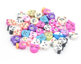 10 pcs Animal Shaped Polymer Fimo Beads, Colorful Animal Fimo Beads, For Kids Jewelry, Fimo Beads,Jewelry Making, 10mm, GEM-16