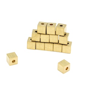 6  pcs ,(6x6mm)Brass Cube Beads, Mini Cube Beads, Tiny Spacer Beads, Rectangle , Mini tube beads  HM-166