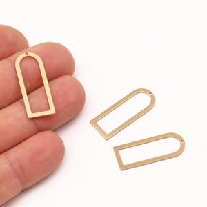 2 Pcs Raw Brass D Shape Charm, D Shape Connector, Open Teardrop Frame Earring, Modern Geometric Charm for DIY Jewelry, DIY Making, LZ-645-6