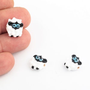 14x17mm Hand Made Murano Glass Sheep Beads, Murano Animal Beads, Sheep Murano Glass Charms, Murano Glass Findings, 1 Pcs, GEM-263