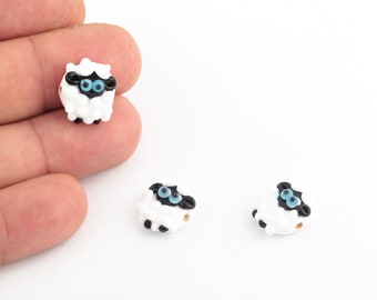14x17mm Hand Made Murano Glass Sheep Beads, Murano Animal Beads, Sheep Murano Glass Charms, Murano Glass Findings, 1 Pcs, GEM-263