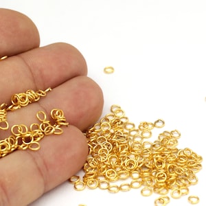 0.80x4mm 24k Gold Plated Jump Rings, Tiny Jump Ring Connectors, Bulk Jump Rings, Gold Plated Connector, Gold Plated Findings, 100 Pcs,ALT-67