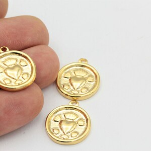 1 pcs,(19x23mm)24k Shiny Gold Heart, Gold Charm,Gold Heart Necklace, Medallion, Heart Pendant, Gold Pendant, Gold Plated Findings  ALT-282