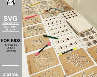 Plantilla de hoja Montessori: archivos cortados con láser, aprendizaje infantil (descarga digital)