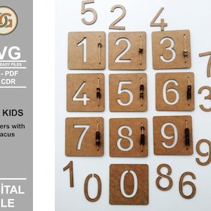 Gioco per bambini Abaco di numeri - Giocattolo Montessori - File pronti per il laser digitale - SVG - DXF - PDF - Cdr - Matematica Montessori - Glowforge - Puzzle
