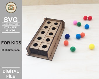 Juego de Tetris Montessori - Planos de juguetes de madera cortados con láser (Descarga digital)