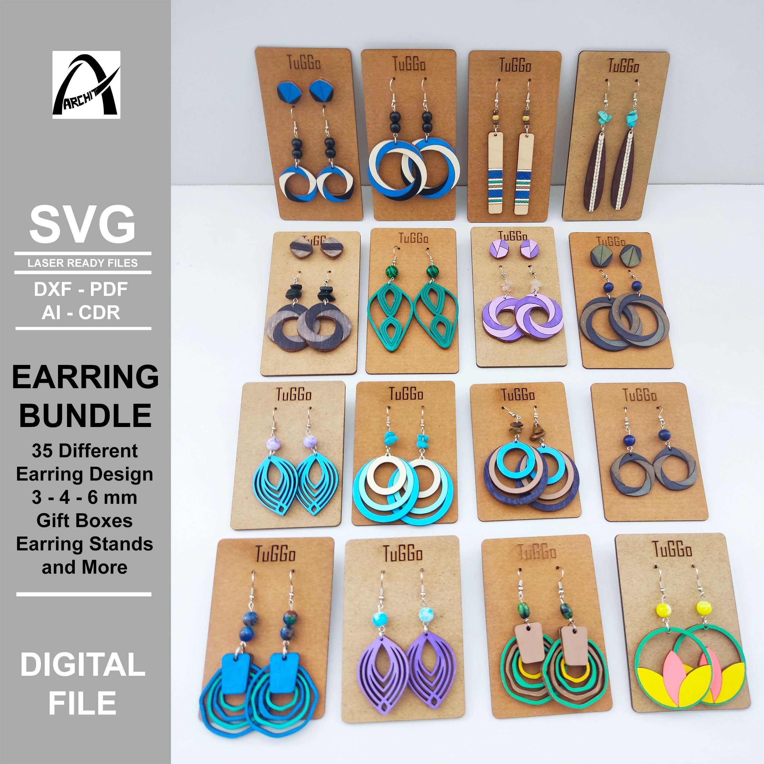 Earring Bundle Earring Laser File Wood Boho Earrings SVG DXF Pdf ...