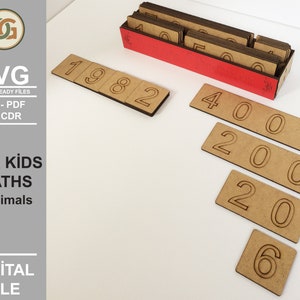 Set di giochi per bambini decimali - Giocattolo in legno Montessori - File pronti per il laser digitale - SVG - DXF - PDF - Glowforge - Cricut - Matematica Montessori