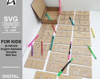 Plantilla de alfabeto infantil - Archivos compatibles con láser (descarga digital)