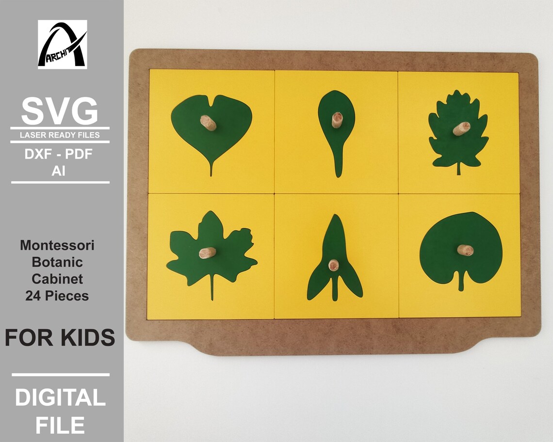 Montessori Leaf Cabinet – Botany Shapes, Laser Cut Files (digital ...